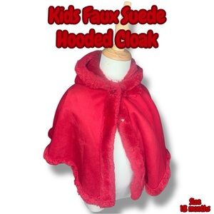 First Impressions Red Faux Suede Hooded Cloak
